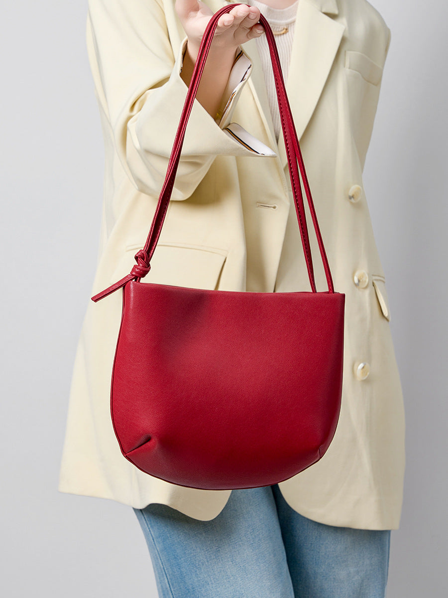 Women's Saddle Simple Commute High-grade Summer Versatile Genuine Leather Women's Messenger Bag