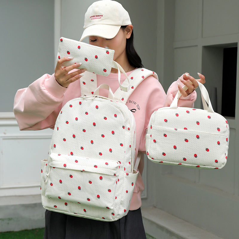 Corduroy Printed Computer Blue Girlish Primary Backpacks