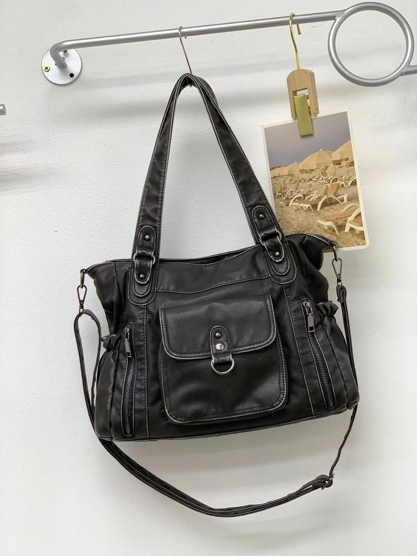 Women's Fashion Wash Distressed Large Capacity Women's Handbag