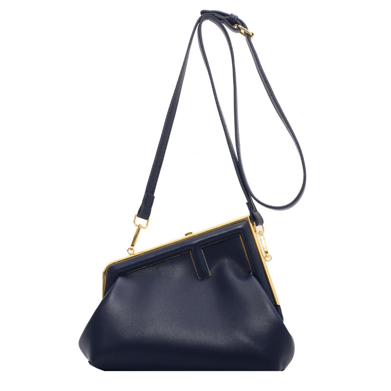 Women's Metal Clip Mouth Fashion Retro Simple Women's Shoulder Bag