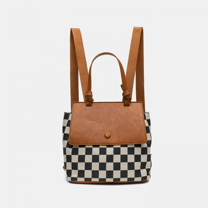 Chessboard Plaid Female College Large Capacity Leisure Women's Backpack