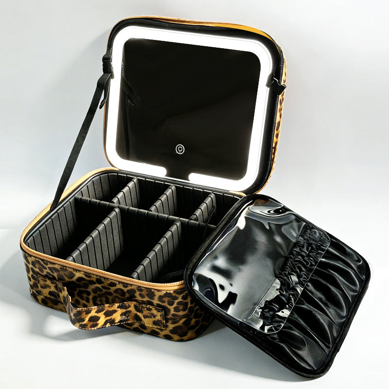 Mirror With Light Portable Large Capacity Cosmetic Bags