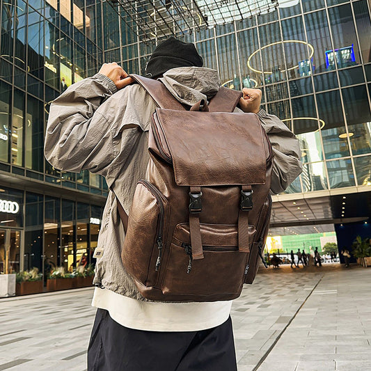 Women's & Men's Business Computer Soft Leather Fashion Commuter Large Backpacks