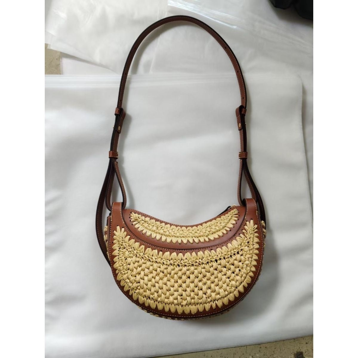 Raffia Woven Portable Hobos Vacation Style Beach Women's Shoulder Bag