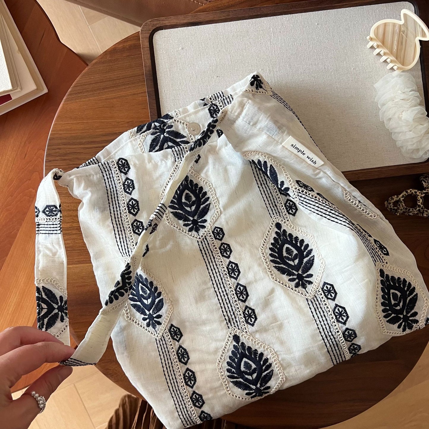 Cloth Cotton Linen Embroidered Female Artistic Retro Minority Ethnic Underarm Bag
