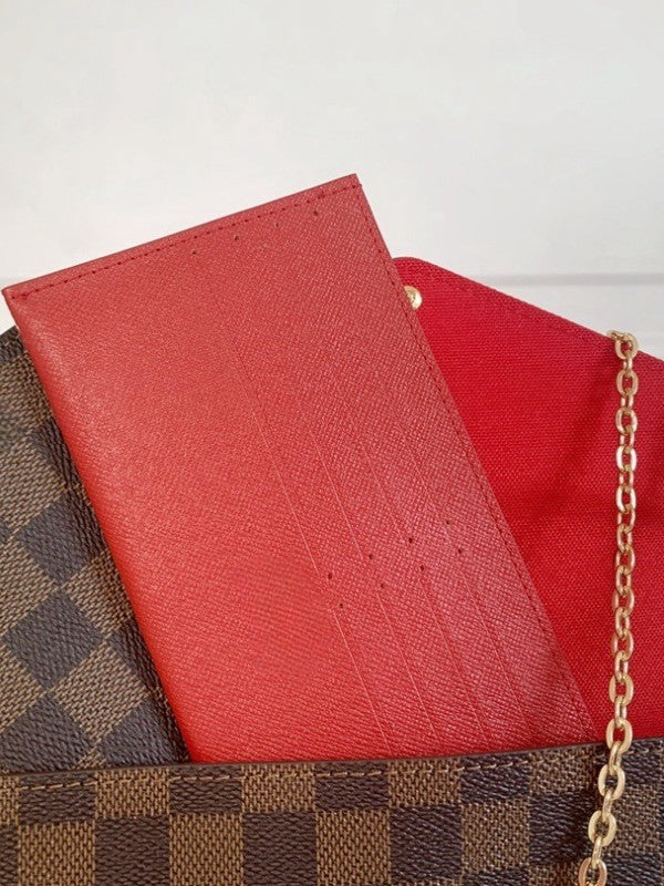 Women's Lady Joker Chain Genuine Leather Three-piece Set With Women's Shoulder Bag