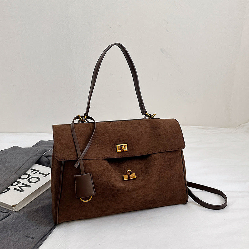 Women's Portable Niche Idle Style Suede Large Lock