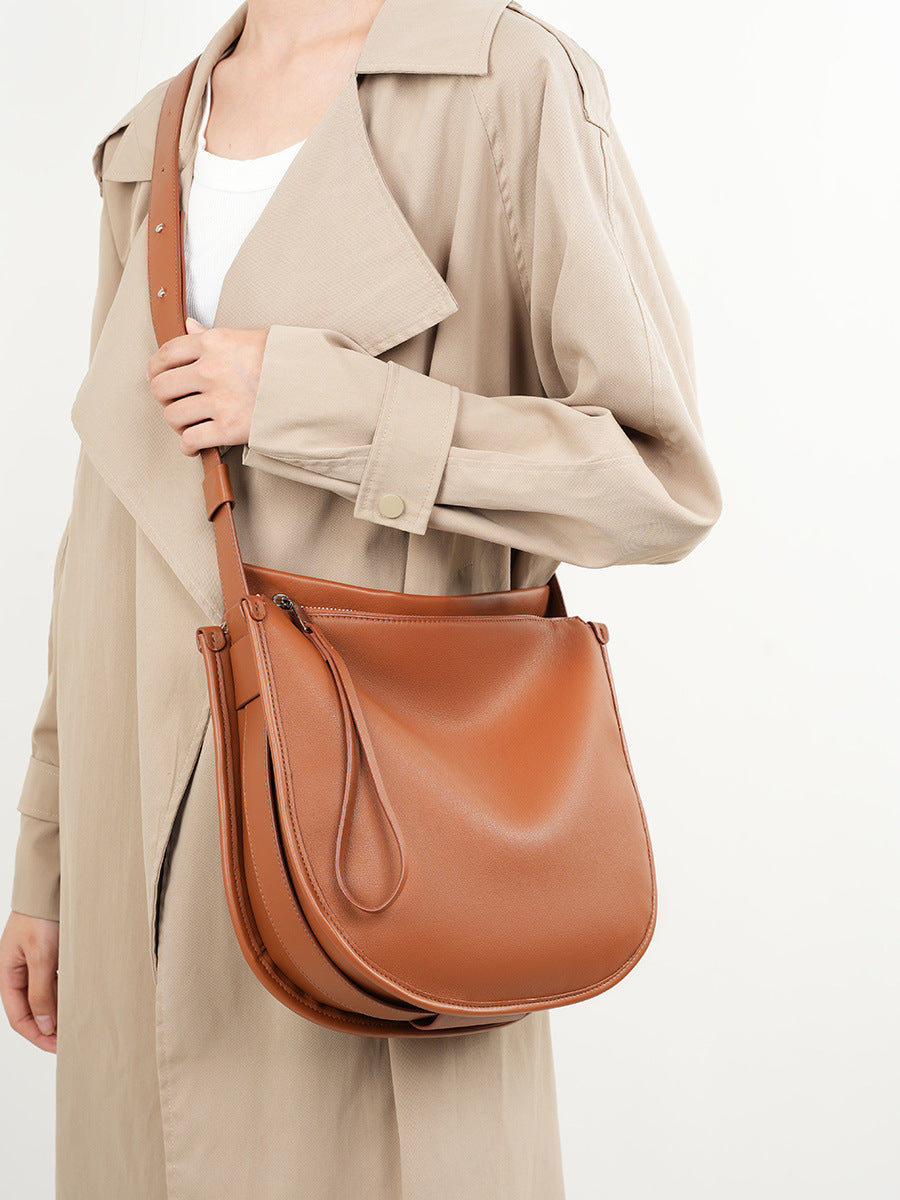 Style Minimalist Comfortable Soft Leather Cowhide Commuter Tote Bags