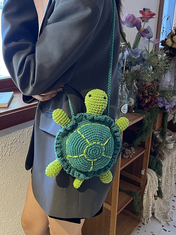 Women's Cute Little Turtle Knitted Tide Woven Finished Cartoon Western Underarm Bag