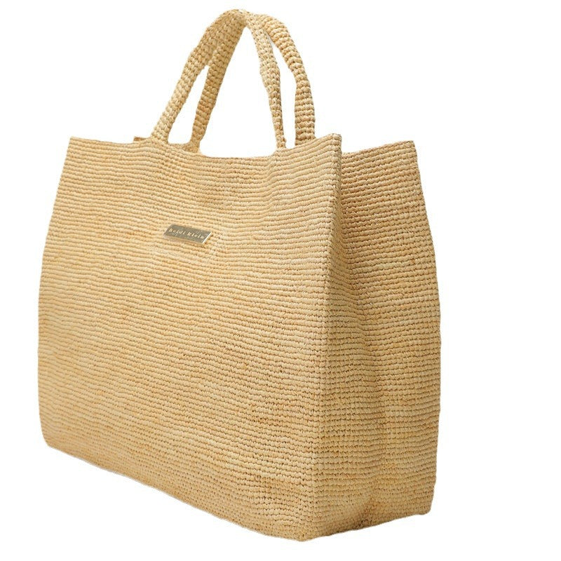 Women's Summer City Simple Straw Hand-held Pure Hand Raffia Tote Bags