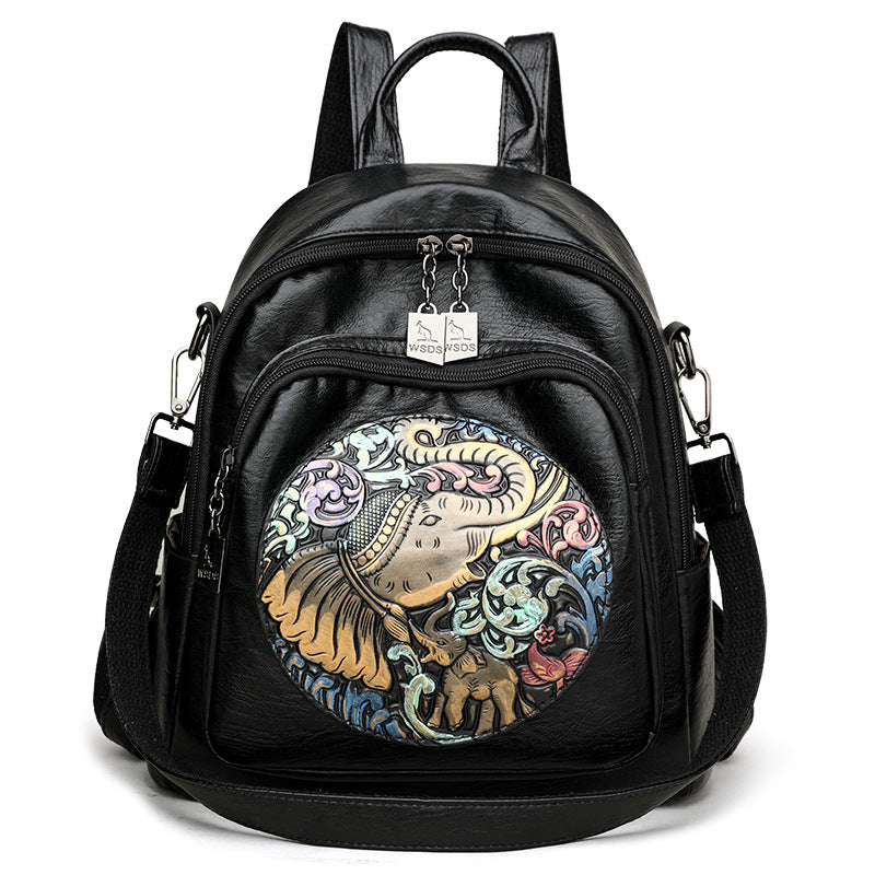 Popular Women's Leather Stylish Versatile Simple Women's Backpack