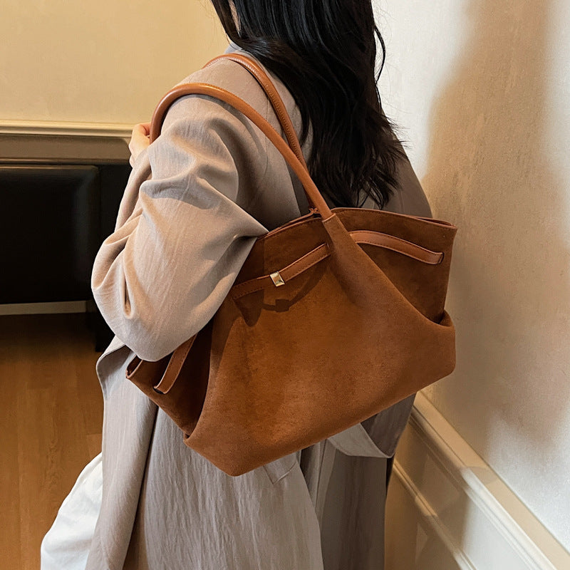 Women's Frosted Suede Underarm Large Capacity Totes Tote Bag