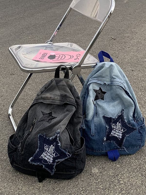 Gradient Denim College Large Capacity Lightweight Backpacks