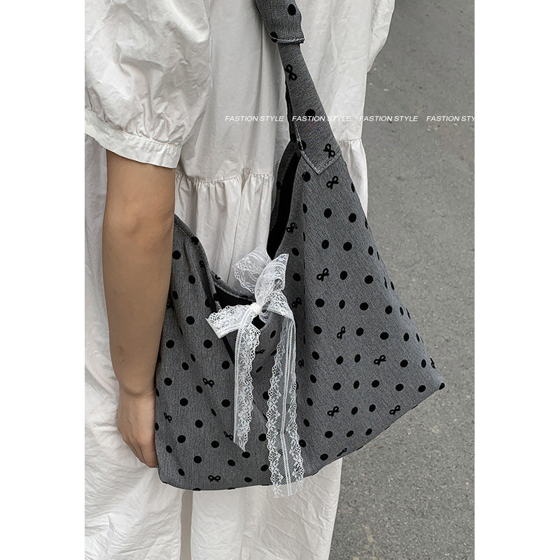 Women's Large Capacity Canvas Fashion Polka Dot Bags