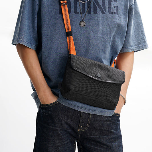 Men's Contrast Color Portable Magnetic Snap Ballistic Men's Messenger Bag