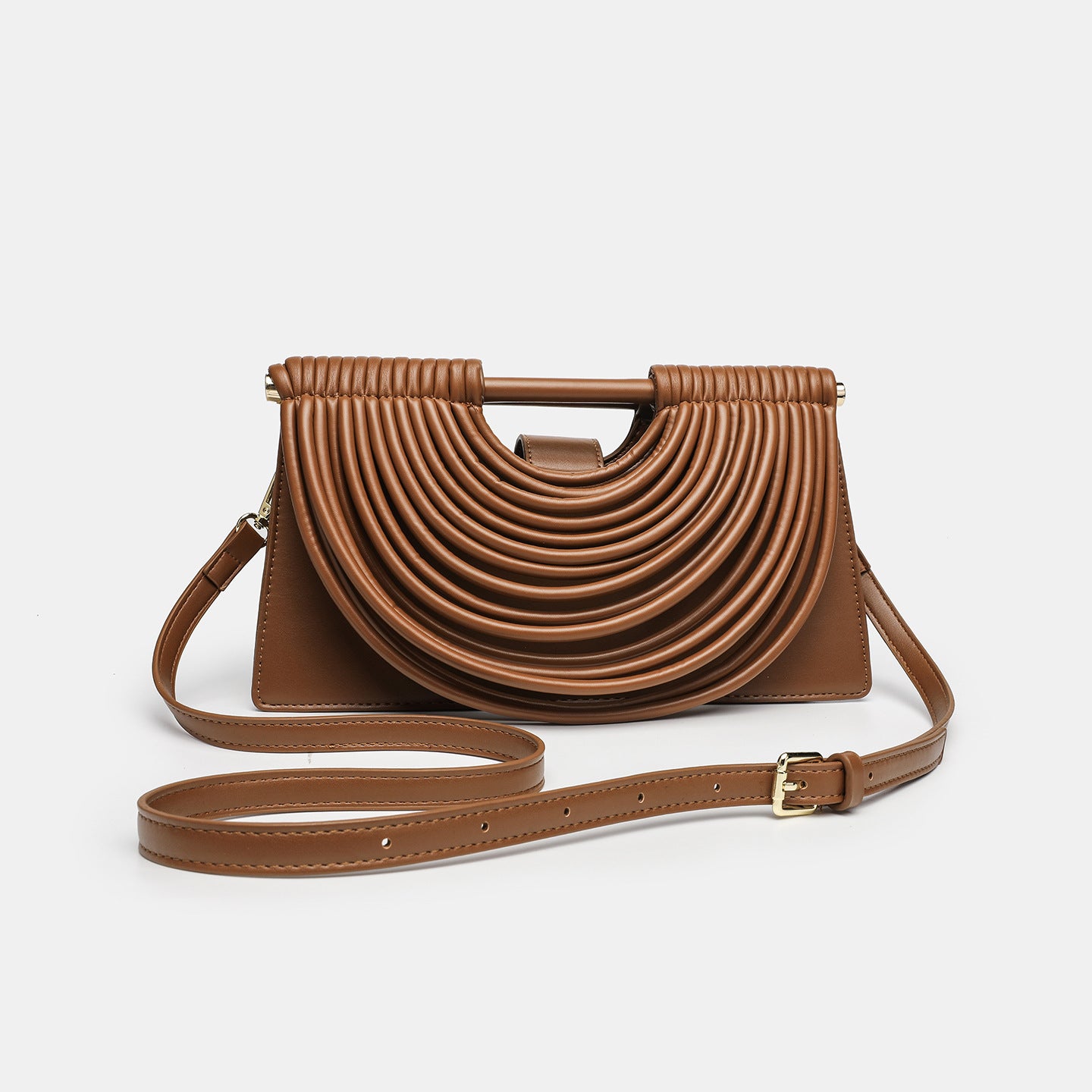 Women's Hand-woven Line Comb Design Trapezoidal Bags