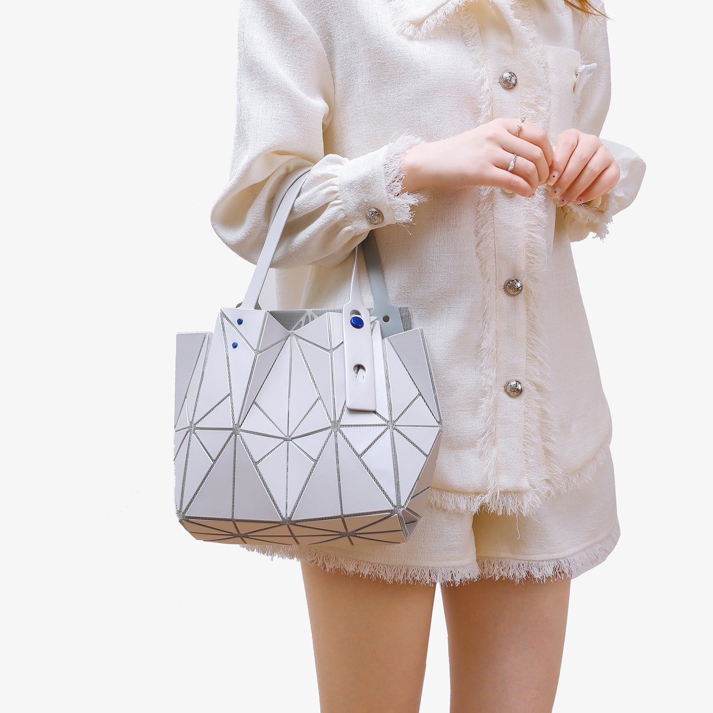 Women's Color Nail Crystal Geometric Rhombus Big Women's Handbag