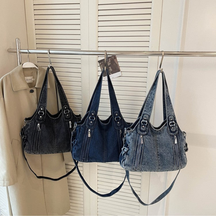 Women's Denim Retro Large Capacity Underarm Fashion Tote Bag