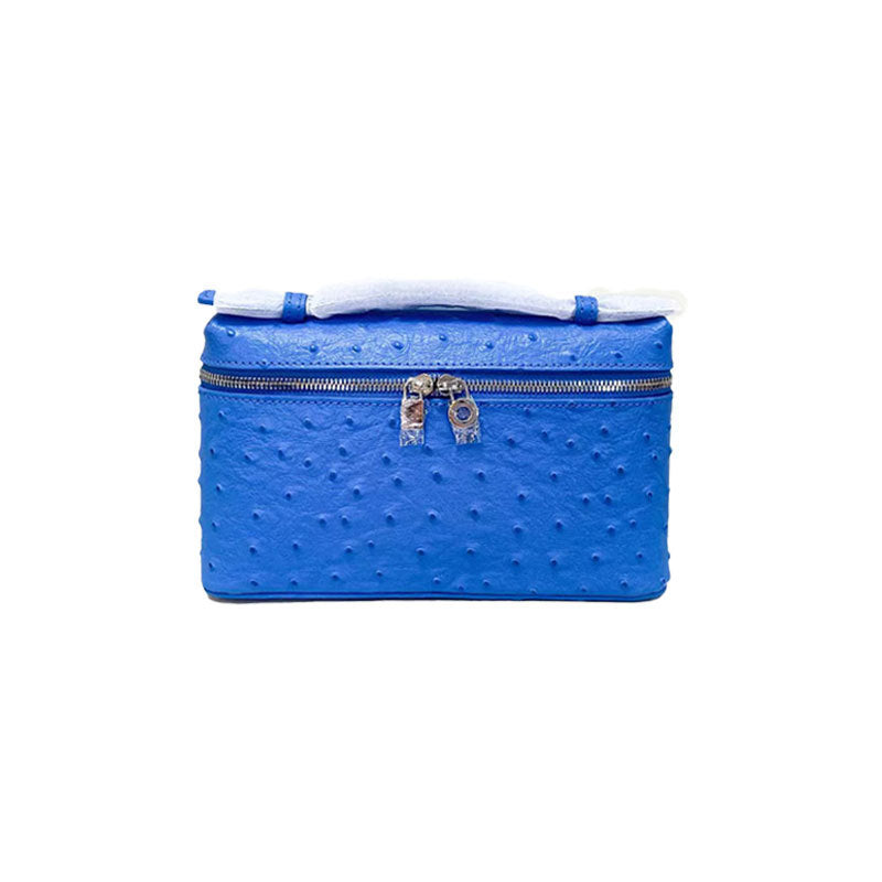 Women's Layer Cowhide Ostrich Grain Lunch Box Genuine Women's Messenger Bag