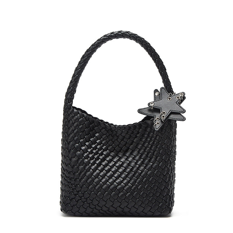 Women's Gun Champagne Hand-woven Large Capacity High-grade Bucket Bags