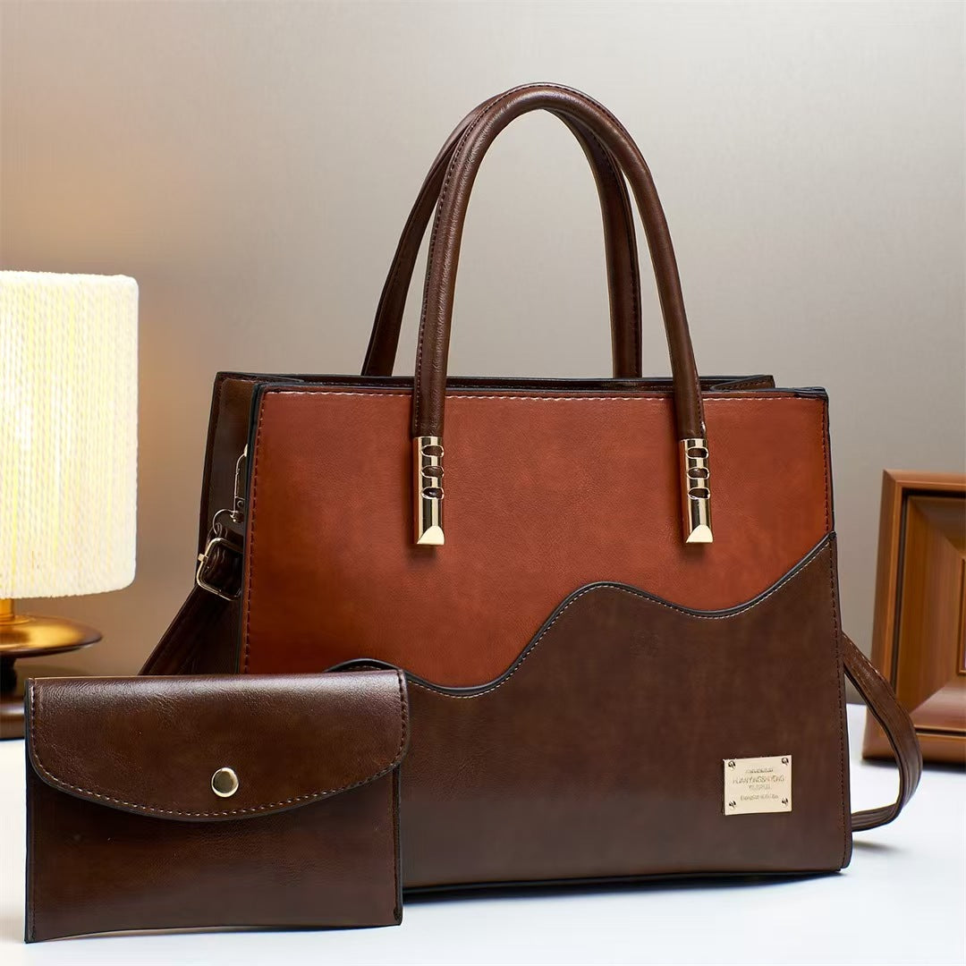 Women's Commuter Color Matching Advanced Sense Large Tote Bag