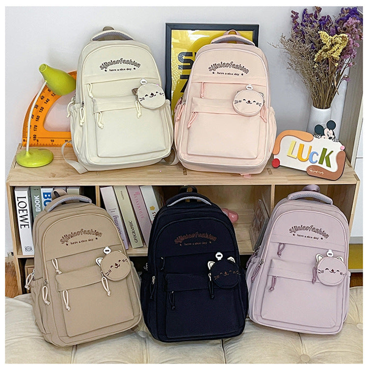 Junior's Female College Solid Color Large Capacity Class Women's Backpack