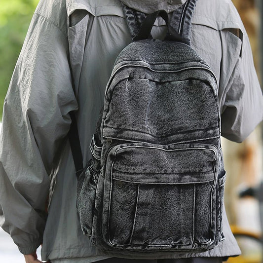 Washed Denim Relaxed For Going Out Women's Backpack