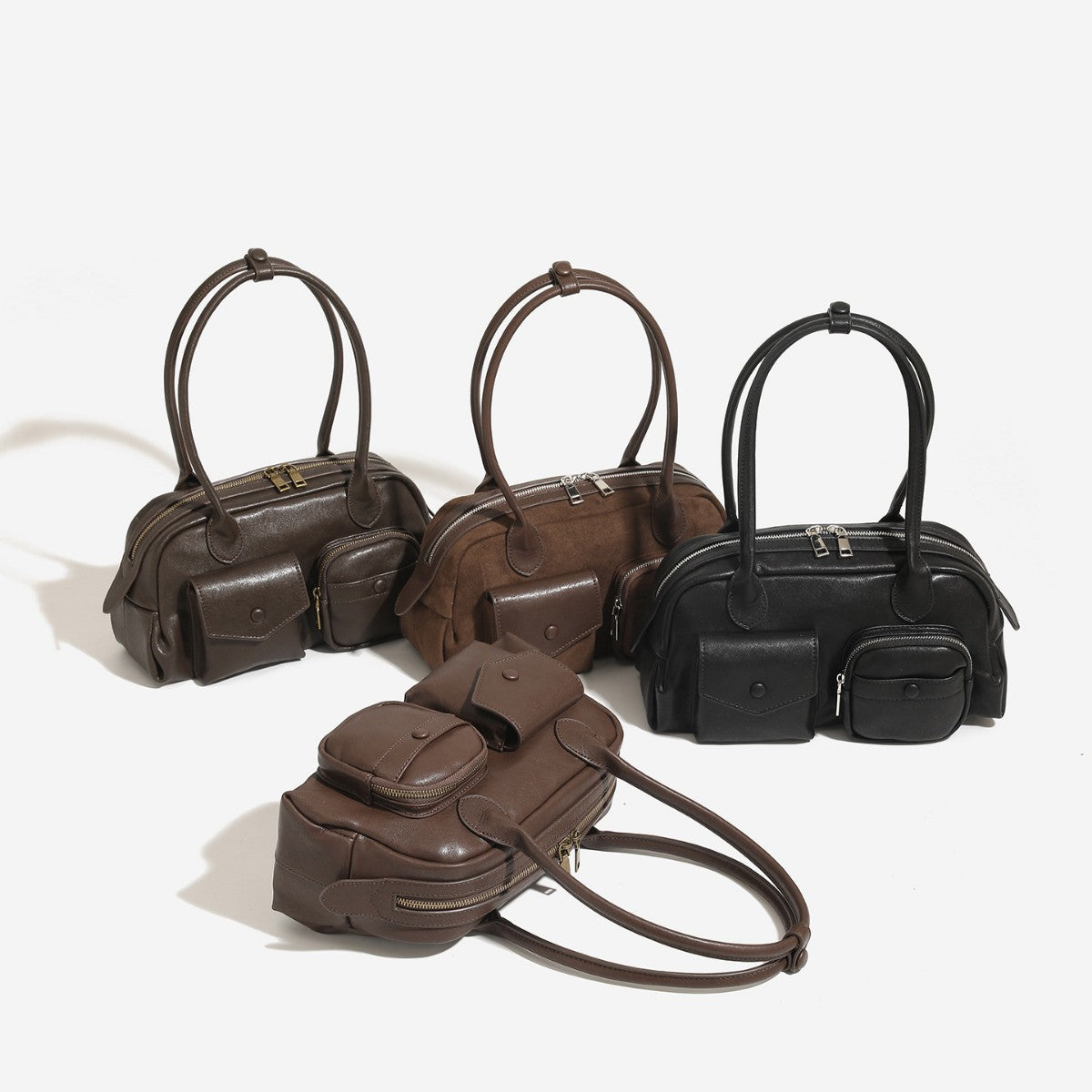 Beautiful Suede Bowling High-grade Portable Boston Underarm Bag