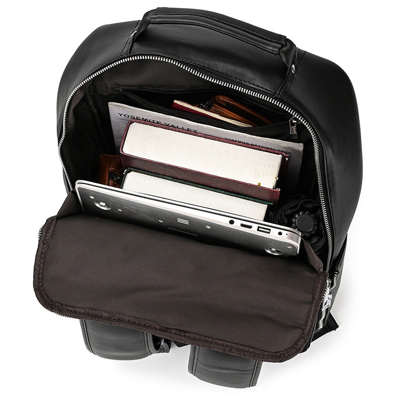Casual Men's Leather Commuter Computer Cowhide Business Backpack