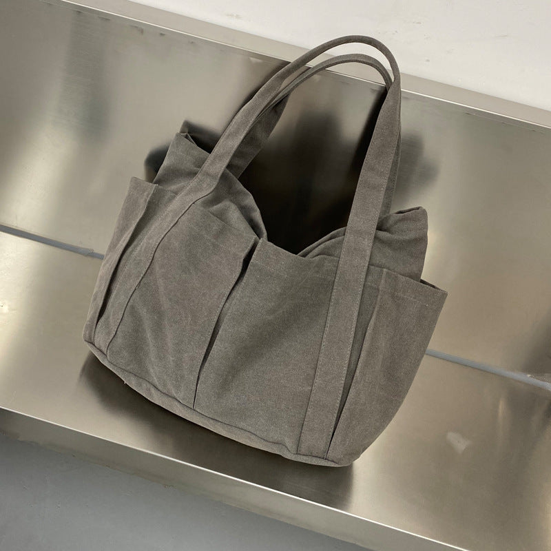 Women's Solid Color Canvas Leisure Commute Shopping Simple Women's Shoulder Bag