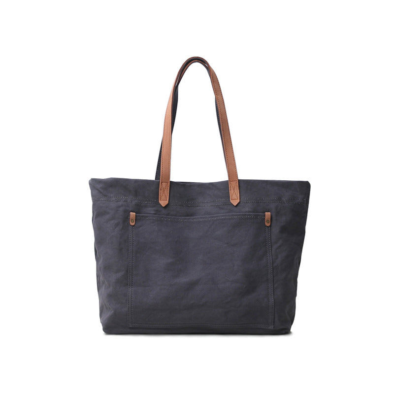 Women's & Men's Artistic Retro Cowhide With Canvas Women's Shoulder Bag