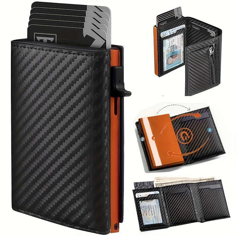 Pop-up Carbon Fiber Orange Aluminum Alloy Card Pack Card Sleeve