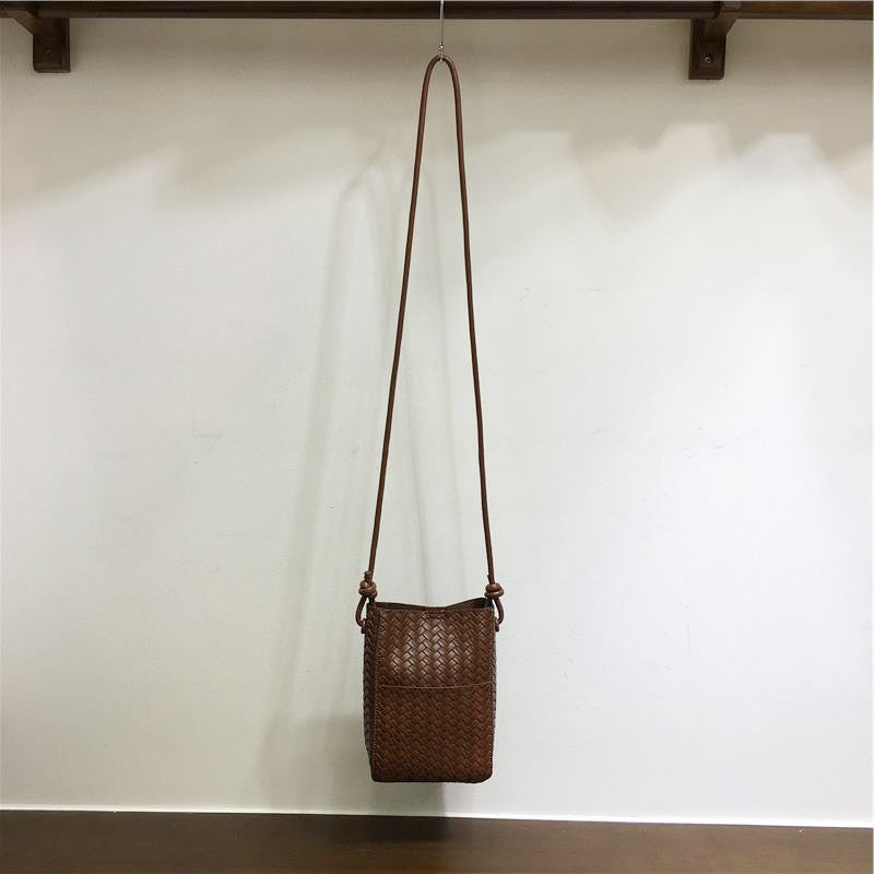 Cabinet Cell Soft Leather Woven Simple Women's Shoulder Bag