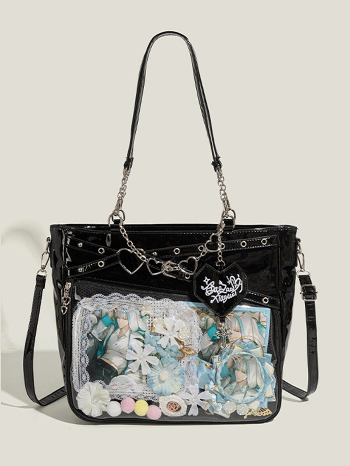 Hot Large Capacity Cartoon Transparent Pain Layer Heart Track Love Backpacks