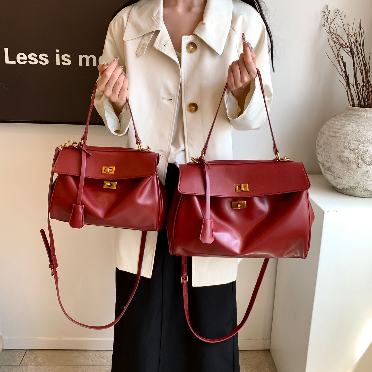 Women's High Sense Commuter Fashion Color Contrast Large Tote Bag