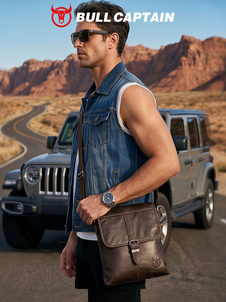 Men's Leather Soft First Layer Cowhide Trendy Men's Messenger Bag