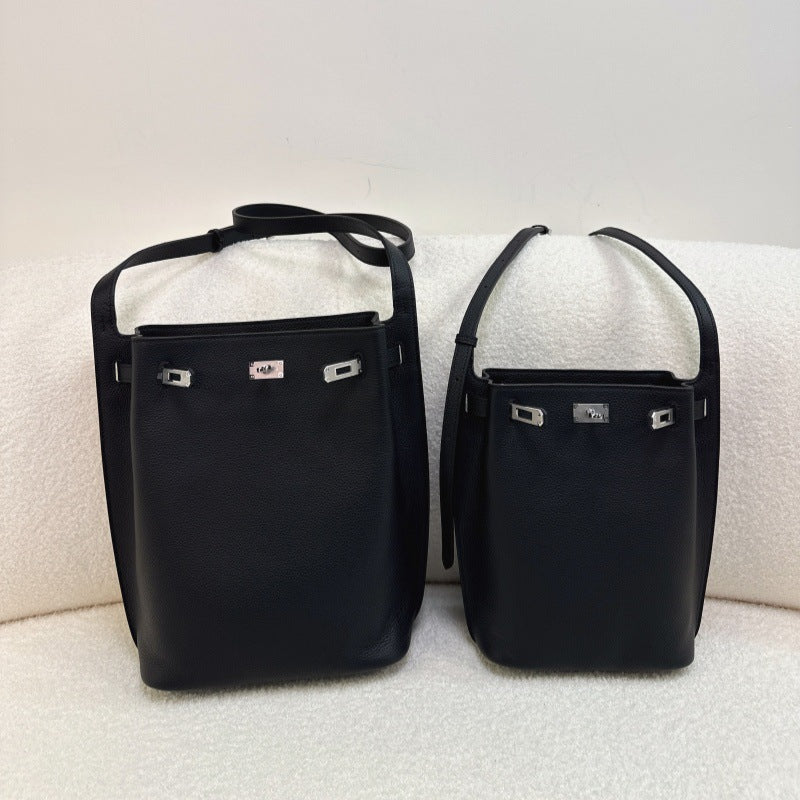 Women's High-grade First Layer Cowhide Kelly Large Bucket Bags