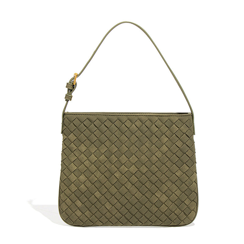 Women's Frosted Portable Underarm Retro Woven Simple Handbags