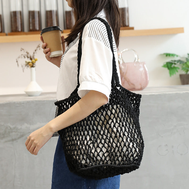 Women's Korean Style Leisure Artistic Fashion Canvas Cotton Bucket Bags
