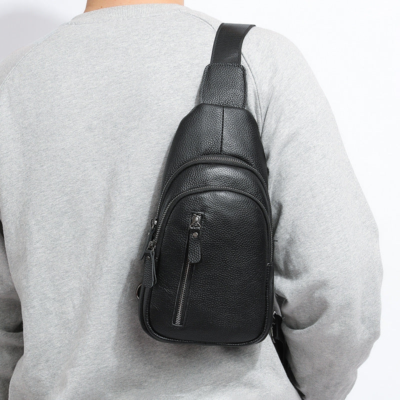Men's First Layer Leather Slanted Business Large Men's Messenger Bag