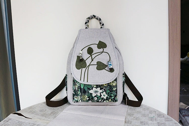 Women's Vintage Printing Wax Line Woven Fresh Women's Backpack