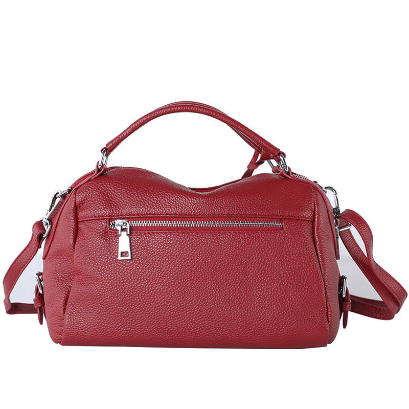 Women's Genuine Leather Portable Litchi Pattern First Layer Cowhide Bags