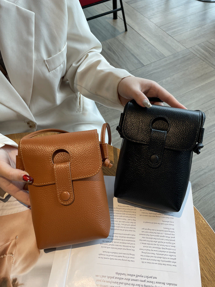 Women's Leather High-grade Fashion First Layer Lightweight Mobile Phone Bag