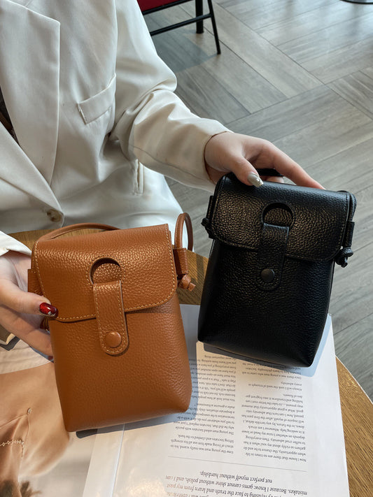 Women's Leather High-grade Fashion First Layer Lightweight Mobile Phone Bag
