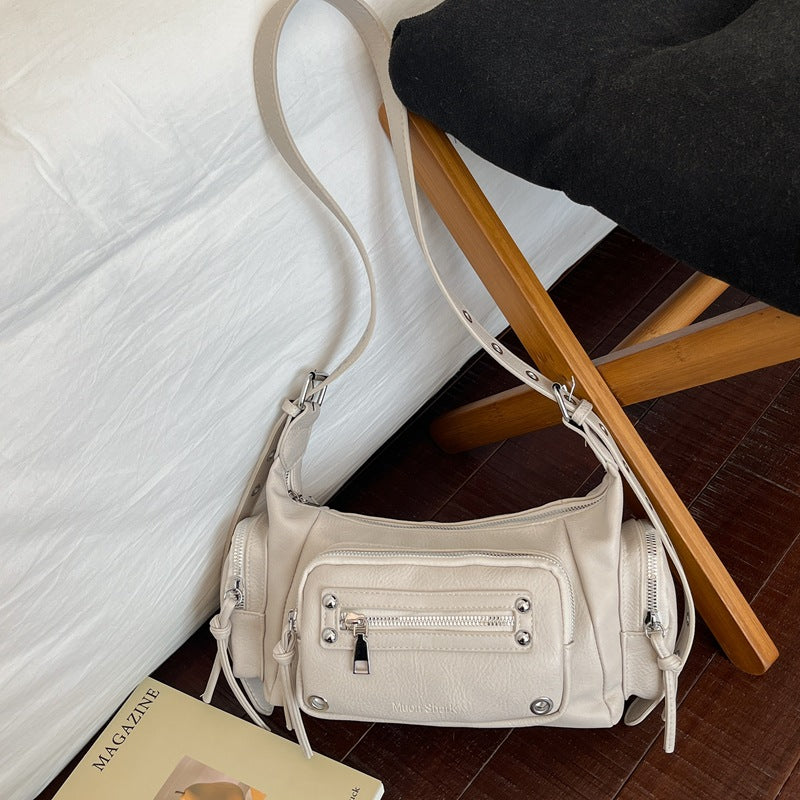 Women's Retro Large Capacity Spring Hot Motorcycle Shoulder Bags