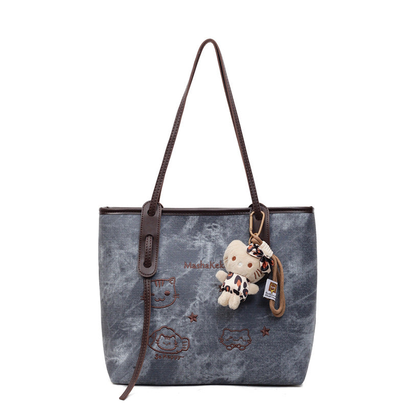 Large Capacity Totes Cute Cartoon Embroidery Tote Bag