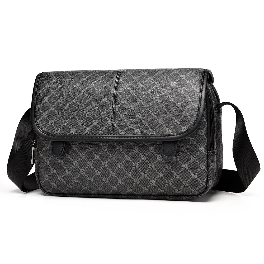 Men's Check Pattern Unisex Multifunctional Soft Leather Bags