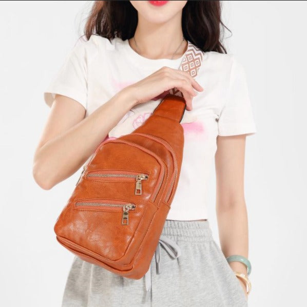 Women's & Men's Double Zipper Large Capacity Vintage Women's Messenger Bag