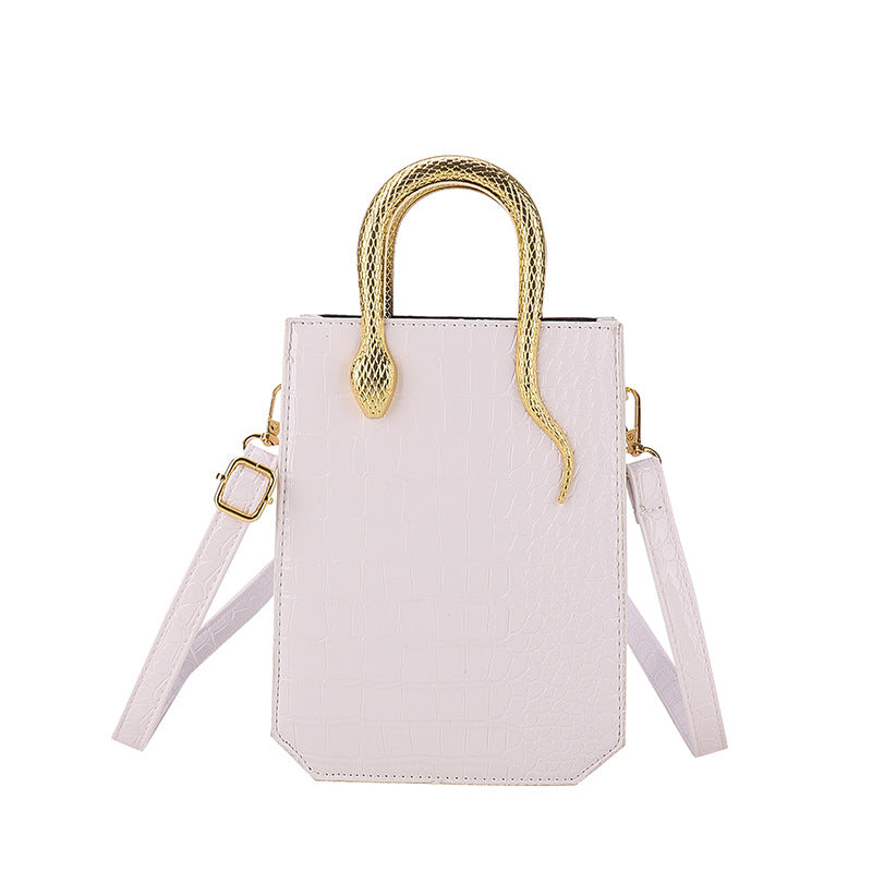 Women's Crocodile Pattern Gold Snake Portable Retro Women's Shoulder Bag