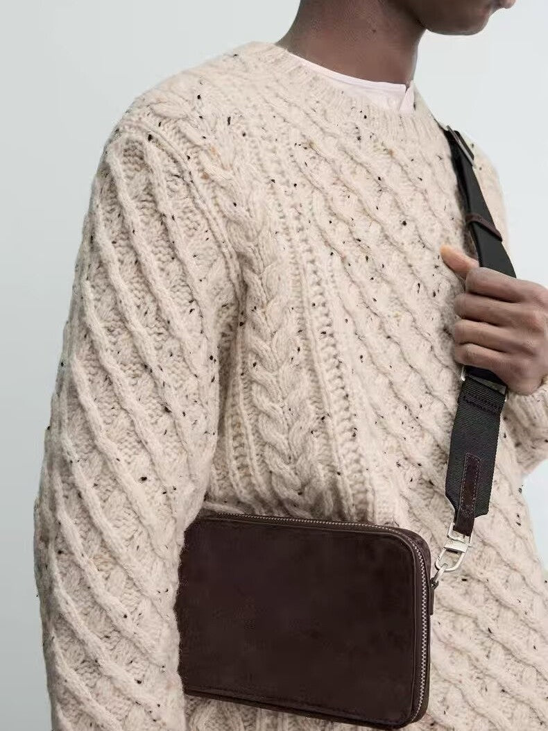 Fashion Beautiful Durable Men's Suede Leather Men's Messenger Bag